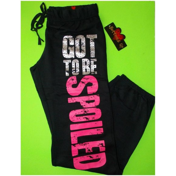 NWT Bottoms Up "GOT TO BE SPOILED" warm fleece Sweatpants, S,M,L,XL - Picture 2 of 5